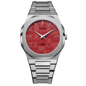 Montre D1 Milano Ultra Thin - Homme  Quartz- cadran Rouge- 40 mm - Acier inoxydable - UTBJSO