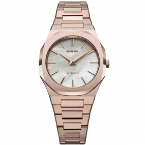 D1 Milano - Ultra Thin MOP Champagne - Femme  Quartz- cadran Nacr- 34 mm - Acier inoxydable PVD or rose - UTBL20