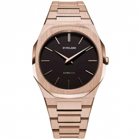 Montre D1 Milano Ultra Thin Re_Rosegold - Homme  Quartz- cadran Noir- 40 mm - Acier et PVD Rose - UTBJ42