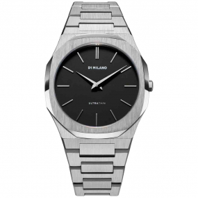 D1 Milano - Ultra Thin Re_Silver - Homme  Quartz- cadran Noir- 40 mm - Acier inoxydable - UTBJ40