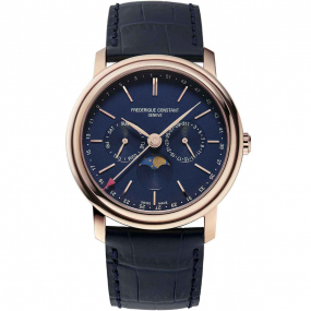 Montre Frdrique Constant Classics Business Timer Quartz Cadran Bleu nuit Bracelet Cuir - FC-270N4P4