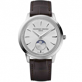 Montre Frdrique Constant Moonphase Quartz Cadran Argent Bracelet Cuir - FC-206S3S6