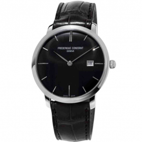 Montre Frdrique Constant Slimline Automatique Cadran Noir Bracelet Cuir - FC-306G4S6