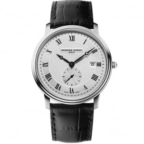 Montre Frdrique Constant Slimline Gents Small Seconds Quartz Cadran Argent Bracelet Cuir - FC-245M5S6