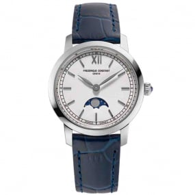 Montre Frdrique Constant Slimline Ladies Moonphase  Quartz Cadran Blanc Bracelet Cuir - FC-206SW1S6