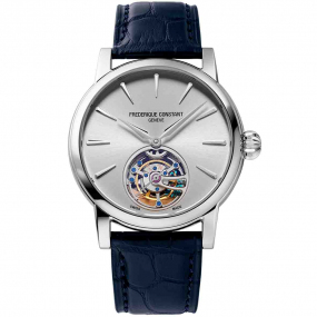 Frdrique Constant Tourbillon Manufacture Automatique Cadran Argent Bracelet Crocodile - FC-980S3H6