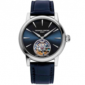 Frdrique Constant Tourbillon Manufacture Automatique Cadran Bleu Bracelet Crocodile - FC-980N3H6