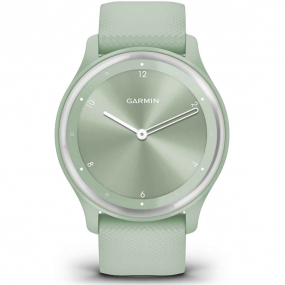 Montre Garmin Vivomove Sport Silver - bracelet vert deau  40 mm- 010-02566-03 	