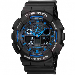 Montre GShock Classic - Srie GA-100 - Noir & Bleu 55.1 x 51.9 mm- GA-100-1A2