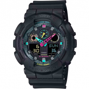 Montre GShock Classic - Srie GA-100 - Noir & Fluo 55  51.2 mm- GA-100MF-1A