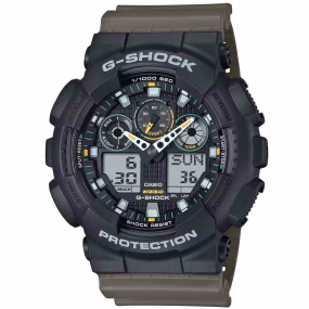 Montre GShock Classic - Srie GA-100 - Noir & Kaki 55  51.2 mm- GA-100TU-1A3