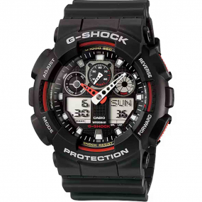 Montre GShock Classic - Srie GA-100 - Noir & Rouge 55.1 x 51.9 mm- GA-100-1A4