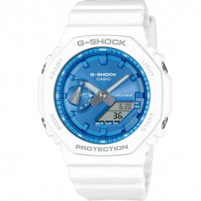 Montre GShock Classic - Srie GA-2100 - Blanc & Bleu 48.5 x 45.4 mm- GA-2100WS-7A