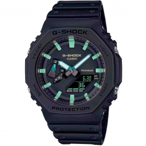 Montre GShock Classic - Srie GA-2100 - Noir & Turquoise 48.5 x 45.4 mm- GA-2100RC-1A