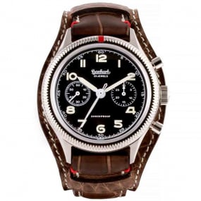 Montre Hanhart 417 ES - 39mm - Steve Mc. Croco Marron Ebne Mcanique diamtre 39 mm- H701.210-7010-crocoebene