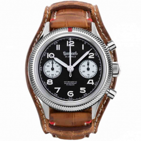 Hanhart - 417 ES - 42 mm - Flyback Panda - 1954 - Croco Teck Mcanique diamtre 39 mm- H721.211-7010-crocoteck