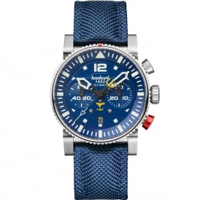 Montre Hanhart Primus Fly Navy Steel MFG3 Automatique diamtre 44 mm- 740L.270-3320