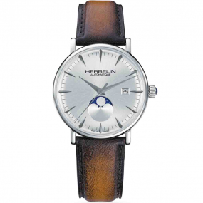 Montre Herbelin Inspiration  Automatique Cadran Argent Bracelet Cuir - 1547/TN12GP