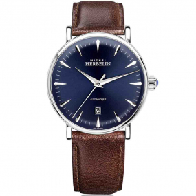 Montre Herbelin Inspiration  Automatique Cadran Bleu Bracelet Cuir - 1647AP15BR