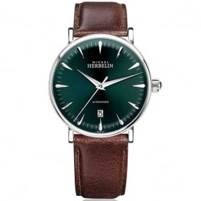 Montre Herbelin Inspiration  Automatique Cadran Vert Bracelet Cuir - 1647AP16BR