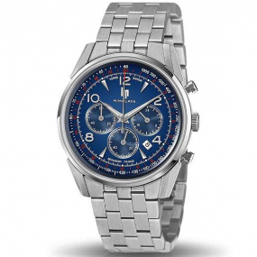 Montre Lip Himalaya 40 mm Chronographe - Homme - cadran Bleu- 40 mm - Acier 316 L poli et bross - 671710