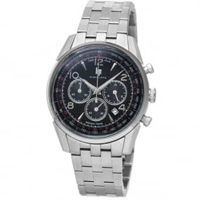 Montre Lip Himalaya 40 mm Chronographe - Homme - cadran Noir- 40 mm - Acier 316 L poli et bross - 671720