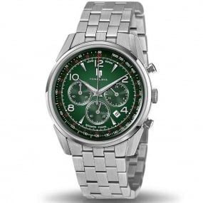 Montre Lip Himalaya 40 mm Chronographe - Homme - cadran Vert fonc- 40 mm - Acier 316 L poli et bross - 671711