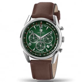 Montre Lip - 40 mm Chronographe - Homme - cadran Vert fonc- 40 mm - Acier 316 L poli et bross - 671718