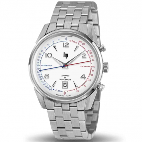 Montre Lip Himalaya 40 mm Courage - Homme - cadran Blanc- 40 mm - Acier 316L - 671708