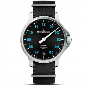 Meistersinger - Unomat - Noir avec Bleu Arctique 43 mm- UN902BLU-N