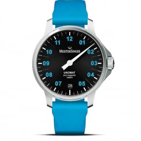 Meistersinger - Unomat - Noir avec Bleu Arctique 43 mm- UN902BLU-SB