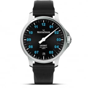 Meistersinger - Unomat - Noir avec Bleu Arctique 43 mm- UN902BLU-SN