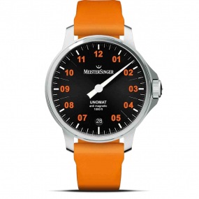 Montre MeisterSinger Unomat - Noir avec Orange 43 mm- UN902OLU-SO