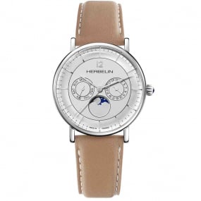 Montre Michel Herbelin Inspiration  Quartz Cadran Argent Bracelet Cuir - 12747/AP12