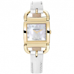 Montre Pequignet Attellage Quartz - Cadran Nacre Blanc - Bracelet Blanc vernis - 5895508CD 