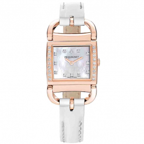 Montre Pequignet Attellage Quartz - Cadran Nacre Blanc - Bracelet Blanc vernis - 5896509CD-CBV 