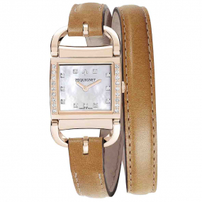 Montre Pequignet Attellage Quartz - Cadran Nacre Blanc - Bracelet Marron Clair - 5896509CD-DTCMC 