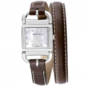 Montre Pequignet Attellage Quartz - Cadran Nacre Blanc - Bracelet Marron Fonc - 5894509CD-DTC 