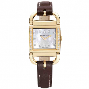 Montre Pequignet Attellage Quartz - Cadran Nacre Blanc - Bracelet Marron Fonc - 5895509CD 