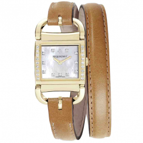 Montre Pequignet Attellage Quartz - Cadran Nacre Blanc - Bracelet Marron Fonc - 5895509CD-DTC 