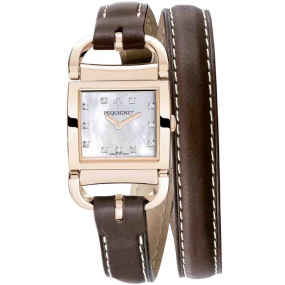 Montre Pequignet Attellage Quartz - Cadran Nacre Blanc - Bracelet Marron Fonc -  5896508CD-DTC 