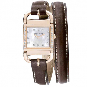 Montre Pequignet Attellage Quartz - Cadran Nacre Blanc - Bracelet Marron Fonc - 5896509CD-DTCMF 