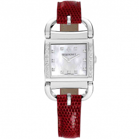 Montre Pequignet Attellage Quartz - Cadran Nacre Blanc - Bracelet Rouge - 5894509CD-L 