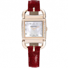 Montre Pequignet Attellage Quartz - Cadran Nacre Blanc - Bracelet Rouge - 5896509CD-LR 