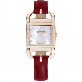 Montre Pequignet Attellage Quartz - Cadran Nacre Blanc - Bracelet Rouge fonc - 5896509CD-CRF 