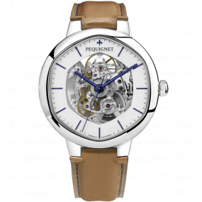 Montre Pequignet Exagone Squelette blanc 41 mm - 4470413SQ-CM