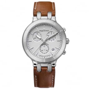 Montre Pequignet Moorea Chrono acier - cadran blanc 42 mm - 1370533-CM 