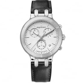 Montre Pequignet Moorea Chrono acier - cadran blanc 42 mm - 1370533-CN 