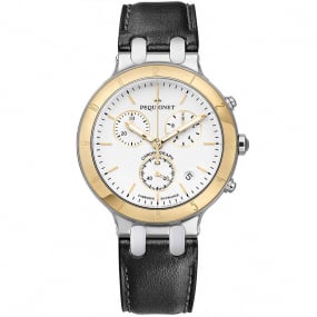 Montre Pequignet Moorea Chrono or et acier-cadran blanc  - 1371538-CN 