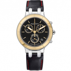 Montre Pequignet Moorea Chrono or et acier - cadran noir 42 mm - 1371548-CNR 